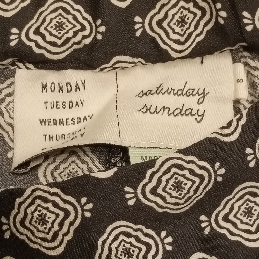 NWOT Anthropologie Saturday Sunday Wide Leg Printed Pull-on Lounge Pants Size S - Picture 3 of 4